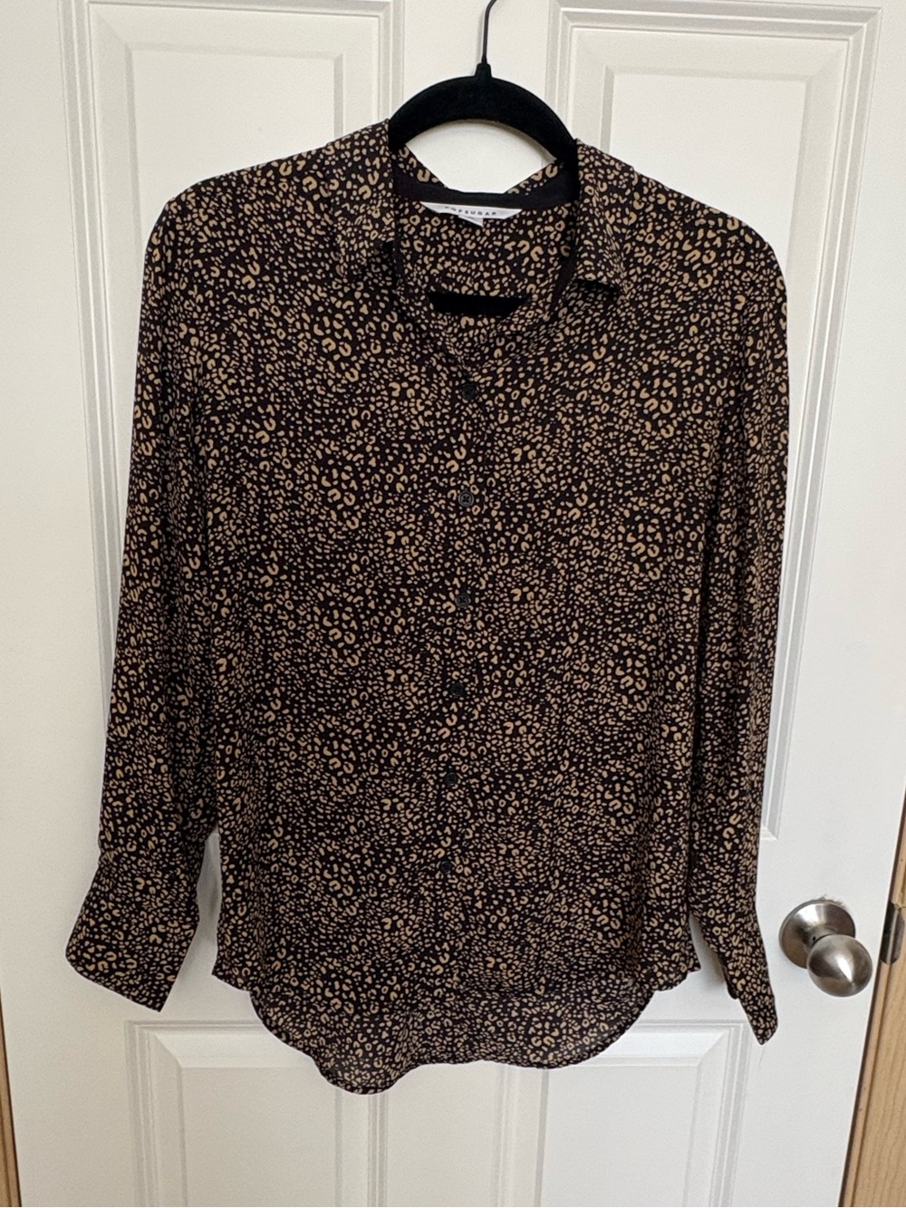 POPSUGAR Black and Tan Leopard-Print Button-Down Shirt